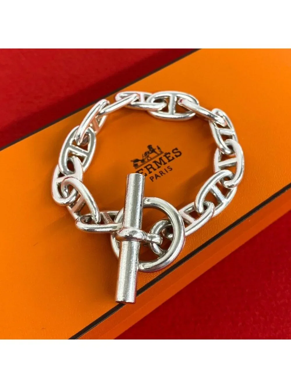 Hermes Chaine D'ancre GM Bracelet 925 Sterling Silver Accessory Sally